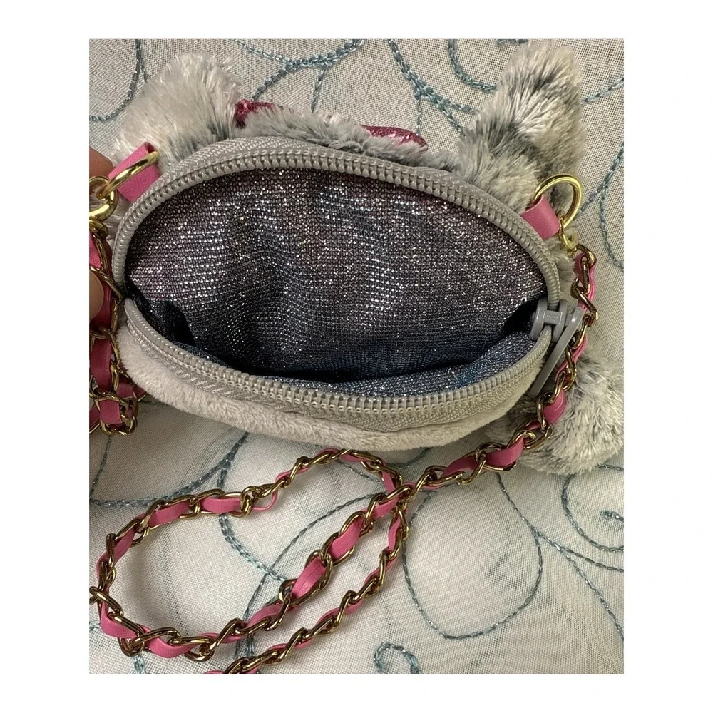 TY Beanie Boos Kiki Cat Mini Crossbody Purse Plush Pink Eyes 2020 5x6